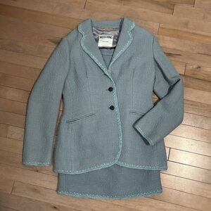 MOSCHINO Couture! Women’s Wool Suit in Cornflower/Baby Blue size 10